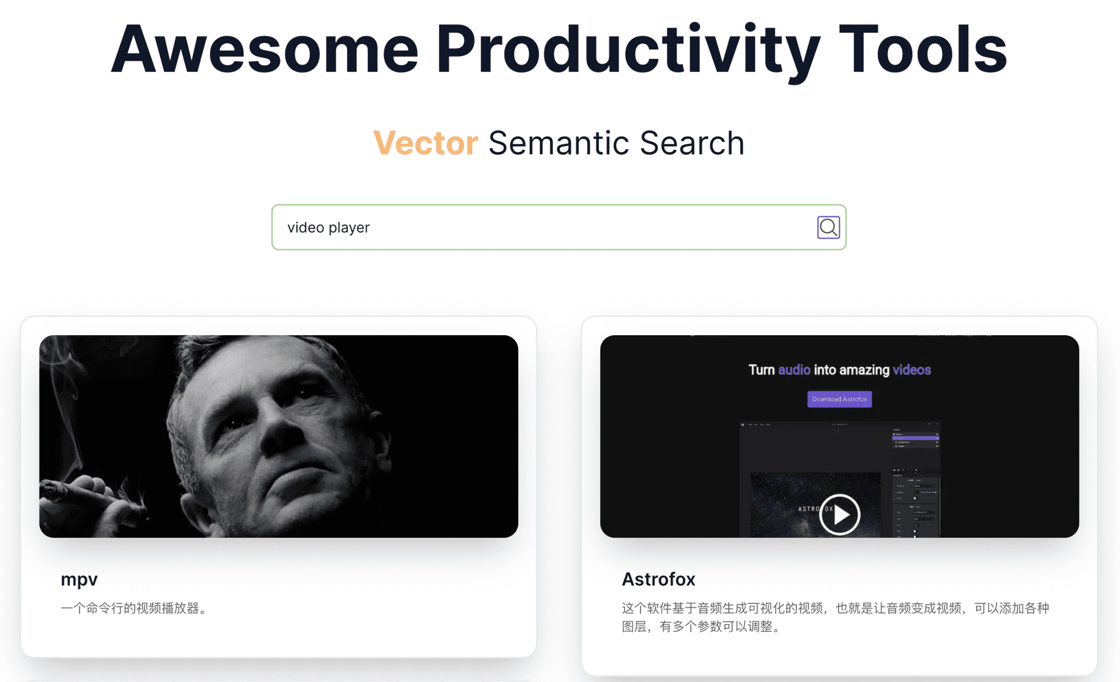 Productivity Tools Vector Search